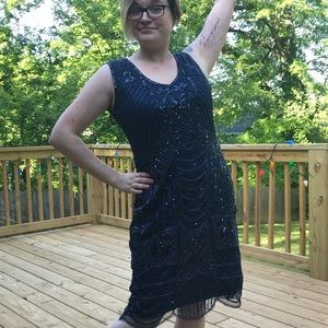 Navy sequin 1920s Gatsby/Flapper dress